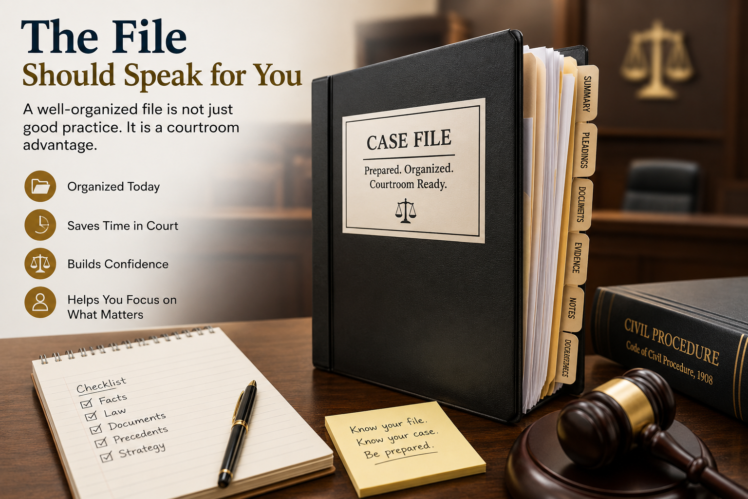 ⚖️ Courtroom Skill: The File Should Speak for You
