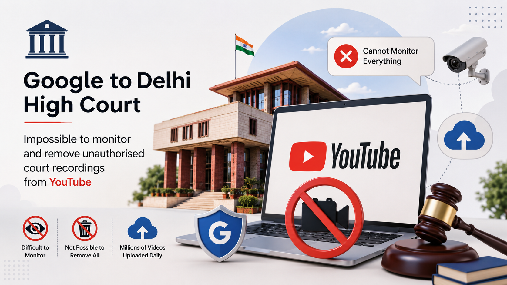 Google Tells Delhi High Court It Cannot Fully Monitor or Remove Unauthorized Court Recordings on YouTube