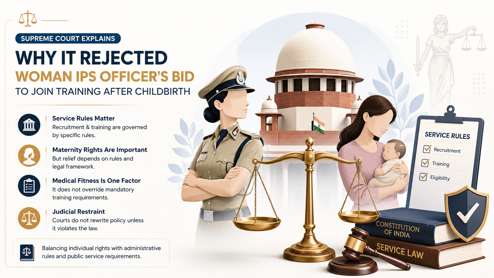 ⚖️ Supreme Court Explains Why It Rejected Woman IPS Officer's Request to Join Training After Childbirth