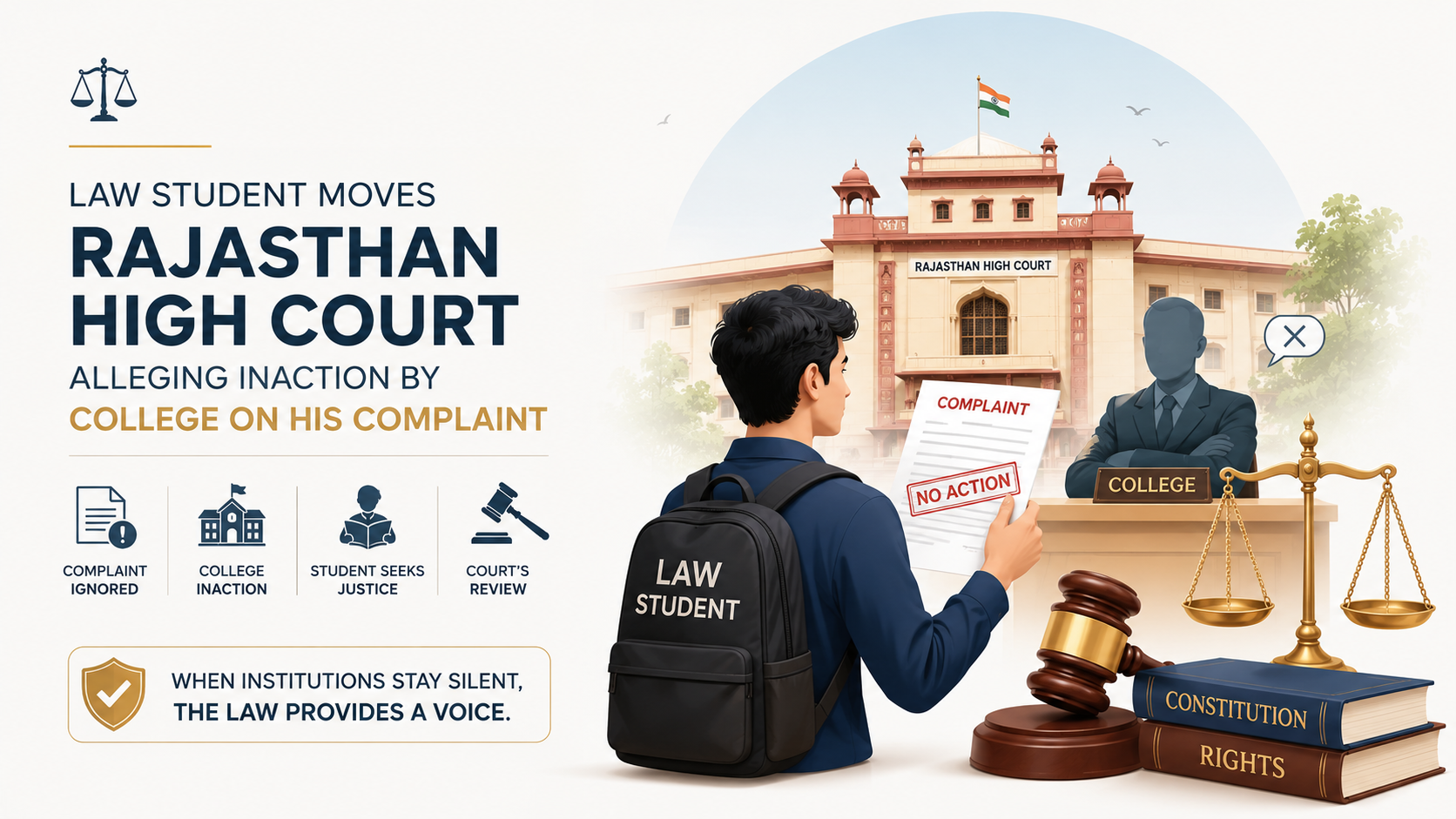⚖️ Law Student Approaches Rajasthan High Court Alleging College Inaction on Complaint