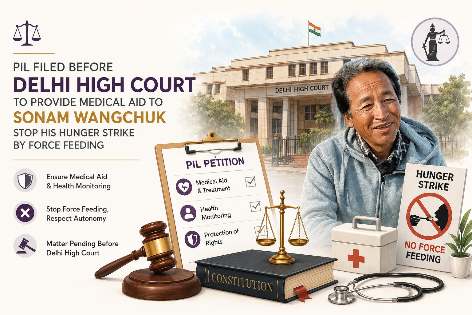 🚨 Delhi High Court Asked to Intervene in Sonam Wangchuk Hunger Strike: PIL Seeks Medical Aid and Protection