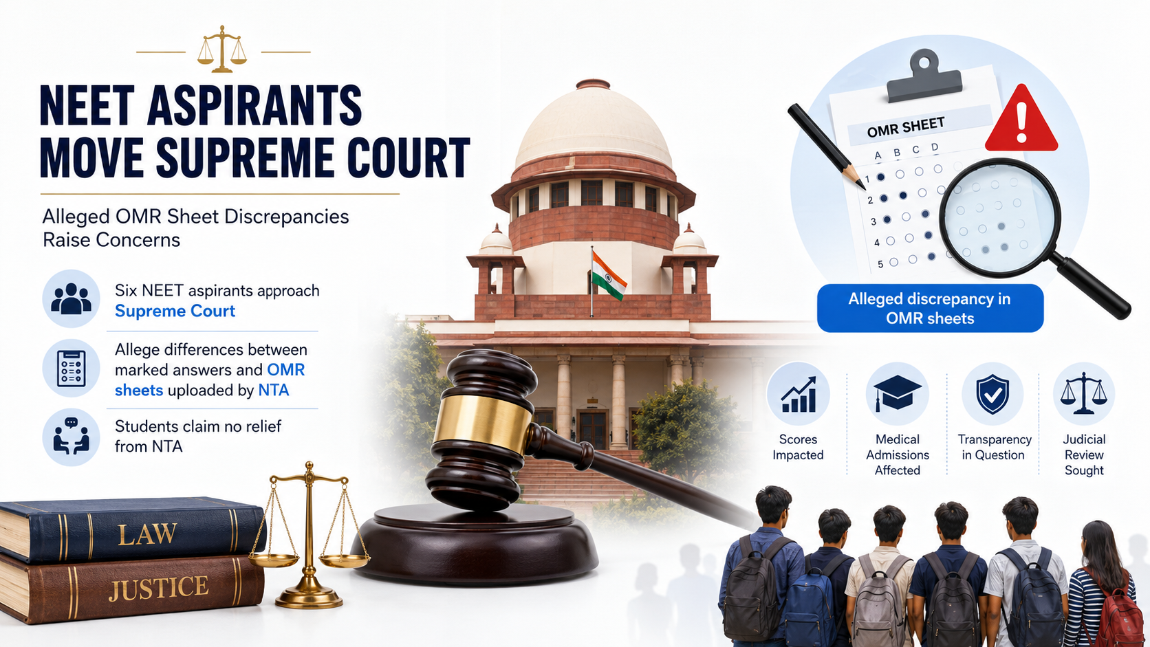 ⚖️ Six NEET Aspirants Move Supreme Court Over Alleged OMR Sheet Discrepancies
