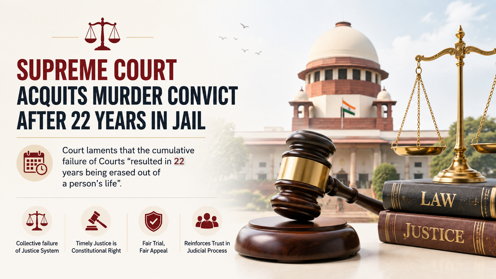 ⚖️ Supreme Court Acquits Murder Convict After 22 Years in Jail, Flags Collective Failure of Criminal Justice System